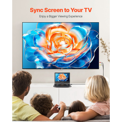 Φορητή συσκευή αναπαραγωγής DVD VEVOR με περιστρεφόμενη οθόνη HD 396 mm, μπαταρία 4,5-5 ωρών