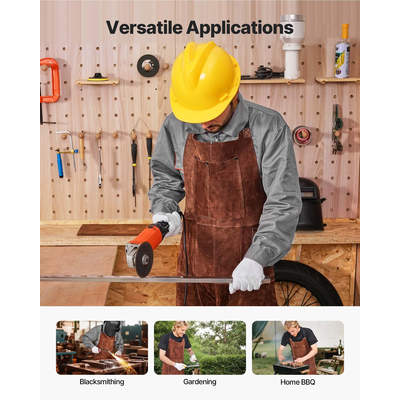 Ποδιά συγκόλλησης VEVOR από δέρμα αγελάδας με διαιρεμένα πόδια, βαρέως τύπου, ανθεκτική στη φλόγα, μέγεθος L