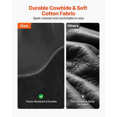 Ανθεκτικό στη φλόγα μανίκι εργασίας συγκόλλησης VEVOR από ανθεκτικό δέρμα αγελάδας και βαμβάκι FR