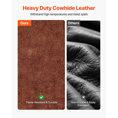 Δερμάτινα μανίκια συγκόλλησης VEVOR, ανθεκτικά στη φλόγα μανίκια εργασίας από δέρμα αγελάδας