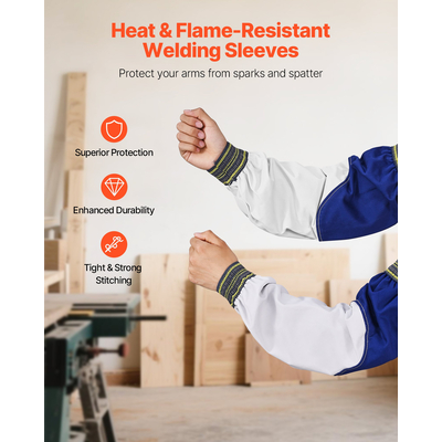Μανίκια συγκόλλησης VEVOR ανθεκτικά στη φλόγα, βαρέως τύπου από δέρμα προβάτου και βαμβάκι FR