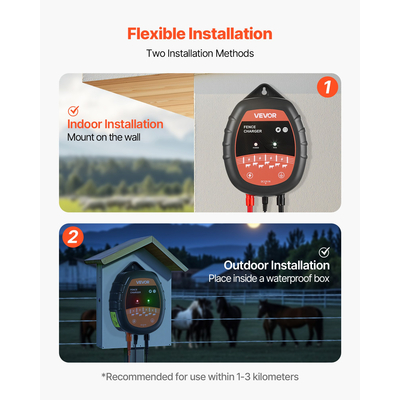 Φορτιστής Ηλεκτρικού Φράχτη VEVOR 10kV 1J AC DC Ενεργοποιητής Ηλεκτρικού Φράχτη 1,86 μίλια