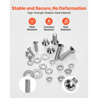 VEVOR 720 τεμάχια Σετ Βιδών, Παξιμαδιών και Συλλογής από Ανοξείδωτο Ατσάλι Imperial για Έπιπλα