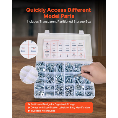 VEVOR 566 τεμάχια σετ βιδών, παξιμαδιών και ποικιλίας από κράμα χάλυβα Imperial για έπιπλα