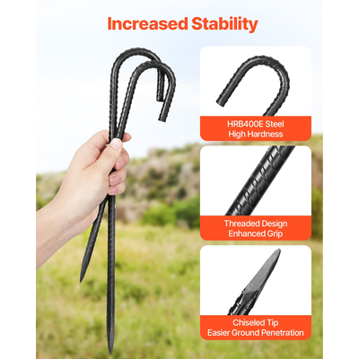 VEVOR 12 ιντσών 16 τεμαχίων πασσάλων οπλισμού βαρέως τύπου με γάντζο J, γαλβανισμένες άγκυρες εδάφους