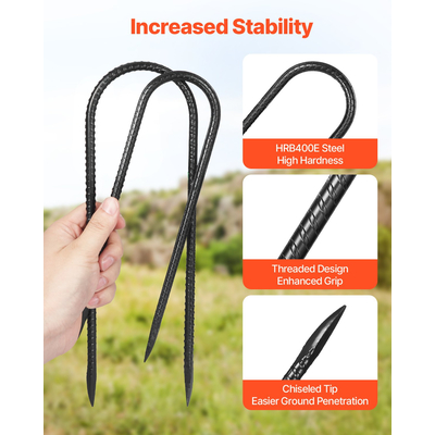 VEVOR 10 ιντσών, 12 τεμάχια, άγκυρες γείωσης από γαλβανισμένο οπλισμό βαρέως τύπου σε σχήμα U