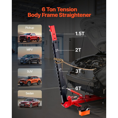 VEVOR Αυτόματο μηχάνημα ισιώματος πλαισίου αμαξώματος 6T Μηχανή πλαισίου αυτοκινήτου 6000PSI Ποδοαντλία