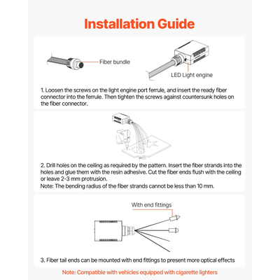 VEVOR Κιτ επένδυσης οροφής με αστεροειδή φώτα 150 τεμαχίων, οπτικών ινών, φώτα οροφής με αστεροειδή φώτα