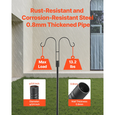 VEVOR Διπλό Ποιμενικό Γάντζο 8 τεμαχίων, Βαρέως Τύπου, Ταΐστρα Πουλιών 2730mm