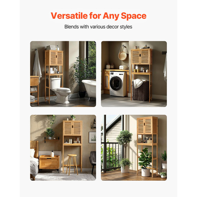 Ντουλάπι αποθήκευσης VEVOR από μπαμπού πάνω από την τουαλέτα με ρυθμιζόμενο ράφι 68,9" ύψος