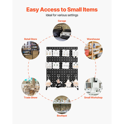 Βάση προβολής VEVOR Pegboard με 15 γάντζους, μαύρη (1 τεμάχιο)