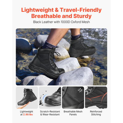 Ανδρικές στρατιωτικές τακτικές μπότες VEVOR 152,4 mm ελαφριές, αναπνεύσιμες, Ηνωμένο Βασίλειο, μέγεθος 8