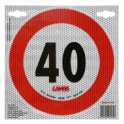 ΣΗΜΑ ΤΑΧΥΤΗΤΑΣ ΧΙΛΙΟΜΕΤΡΩΝ 40km/h ΑΥΤΟΚΟΛΛΗΤΟ LAMPA - 1 ΤΕΜ.