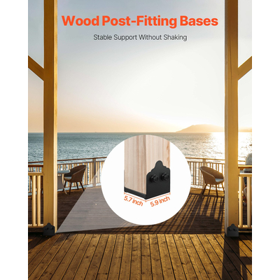 VEVOR 2 τεμάχια Βάση στήριξης στύλου 6x6 Ξύλινη άγκυρα στύλου φράχτη Εσωτερικό μέγεθος 5,9x5,55 ίντσες