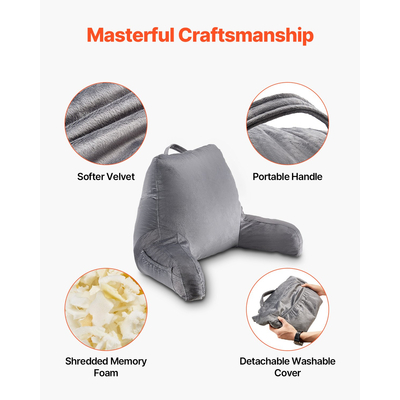 Μαξιλάρι ανάγνωσης VEVOR, κανονικού μεγέθους, με τριμμένο αφρό μνήμης, πλενόμενο