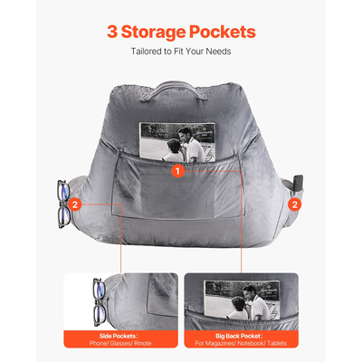 Μαξιλάρι ανάγνωσης VEVOR, κανονικού μεγέθους, με τριμμένο αφρό μνήμης, πλενόμενο