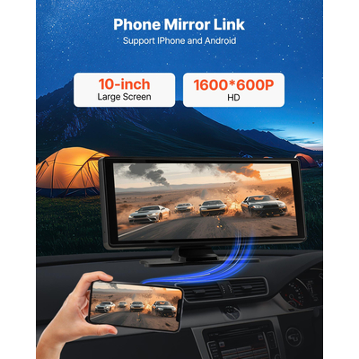 Στερεοφωνικό αυτοκινήτου VEVOR Ραδιόφωνο CarPlay Οθόνη αφής 10 σε Apple Android Auto Bluetooth