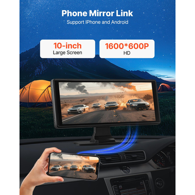 Στερεοφωνικό αυτοκινήτου VEVOR Ραδιόφωνο CarPlay Οθόνη αφής 10 σε Apple Android Κάμερα εμπρός/πίσω