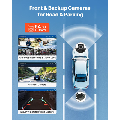 Στερεοφωνικό αυτοκινήτου VEVOR Ραδιόφωνο CarPlay Οθόνη αφής 9 σε Apple Android Κάμερα εμπρός/πίσω