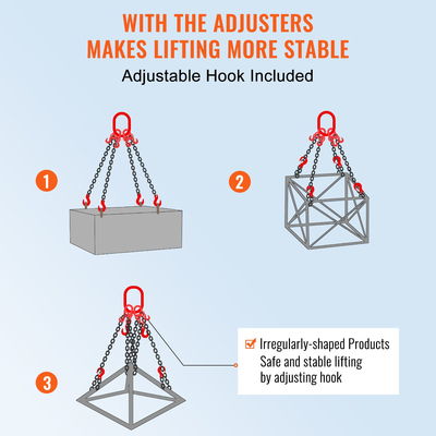 Αλυσίδα VEVOR 5/16" x 5&#039;, 4 πόδια, αλυσίδα ανύψωσης G80 με γάντζους, 11000 λίβρες