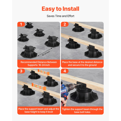 VEVOR 24 τεμάχια Ρυθμιζόμενη βάση στήριξης καταστρώματος με βάση στήριξης 2,36-5,31 ίντσες