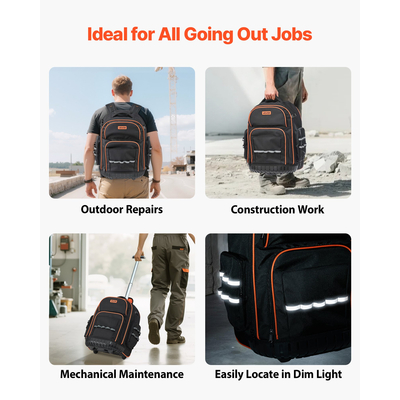 Σακίδιο πλάτης VEVOR Rolling Tool 45 τσέπες, βαρέως τύπου, με ρόδες