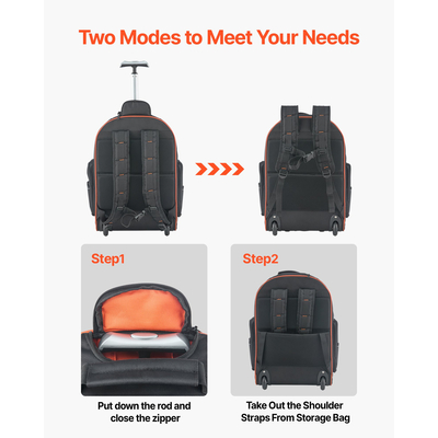 Σακίδιο πλάτης VEVOR Rolling Tool 72 τσέπες, βαρέως τύπου, με ρόδες