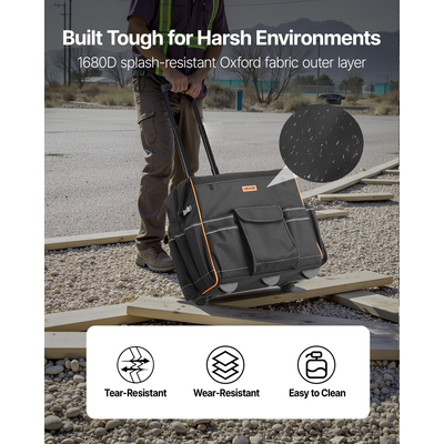 Τσάντα εργαλείων VEVOR Rolling 25 τσέπες, βαρέως τύπου, με τηλεσκοπική λαβή