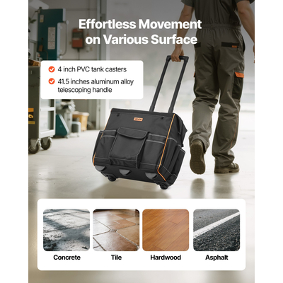 Τσάντα εργαλείων VEVOR Rolling 25 τσέπες, βαρέως τύπου, με τηλεσκοπική λαβή