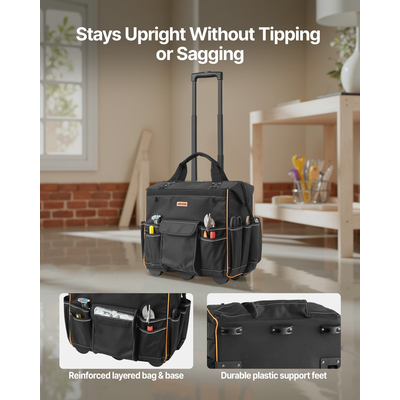 Τσάντα εργαλείων VEVOR Rolling 25 τσέπες, βαρέως τύπου, με τηλεσκοπική λαβή