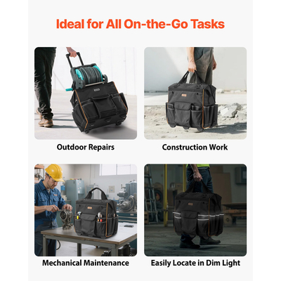 Τσάντα εργαλείων VEVOR Rolling 25 τσέπες, βαρέως τύπου, με τηλεσκοπική λαβή