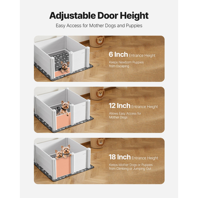 Κουτί τοκετού VEVOR 38,6x38,6x18,1 ίντσες με ρυθμιζόμενο ύψος πόρτας για μεσαίου μεγέθους σκύλους