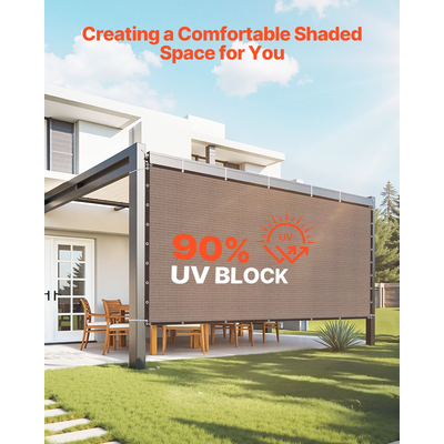 VEVOR 90% Υφασμάτινη Σήτα Προστασίας Απορρήτου 8 x 12 πόδια για Αίθριο Κήπο (Καφέ)