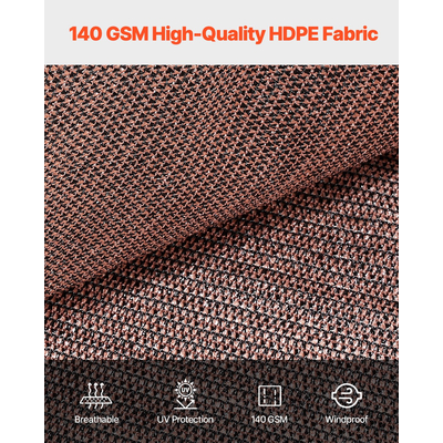 VEVOR 90% Υφασμάτινη Σήτα Προστασίας Απορρήτου 8 x 12 πόδια για Αίθριο Κήπο (Καφέ)