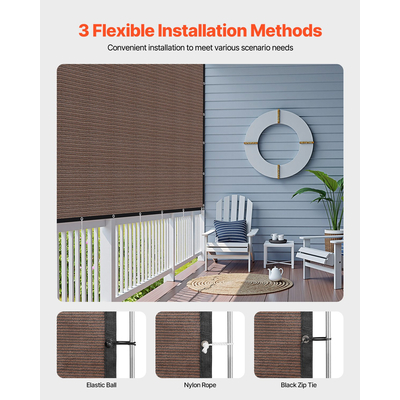 VEVOR 90% Υφασμάτινη Σήτα Προστασίας Απορρήτου 8 x 12 πόδια για Αίθριο Κήπο (Καφέ)