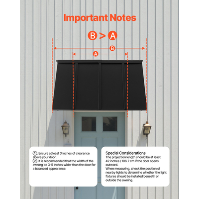 Τέντα VEVOR για παράθυρο, πόρτα, τέντες, 44x24 ίντσες, εξωτερική βεράντα, χάλυβας, μπροστινή πόρτα