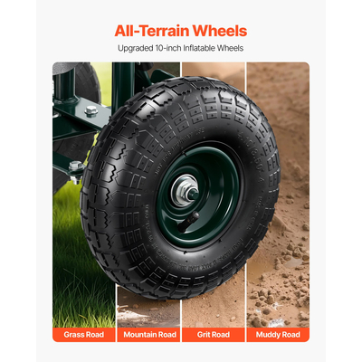 VEVOR Τροχαίο Καρότσι Κήπου με Περιστρεφόμενο Κάθισμα και Επεκτεινόμενη Λαβή, Κουτί Αποθήκευσης