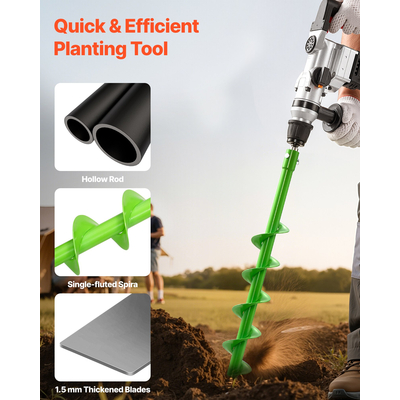 Τρυπάνι VEVOR με τρυπάνι 3,15 x 31,1 ίντσες, εργαλείο φύτευσης με σπειροειδή στύλο