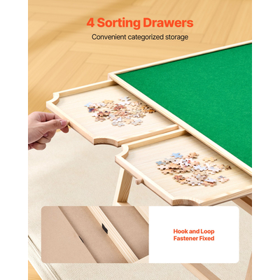 VEVOR Φορητό Ξύλινο Παζλ 1500 Τεμαχίων με Πτυσσόμενο Πόδι 86x63εκ.