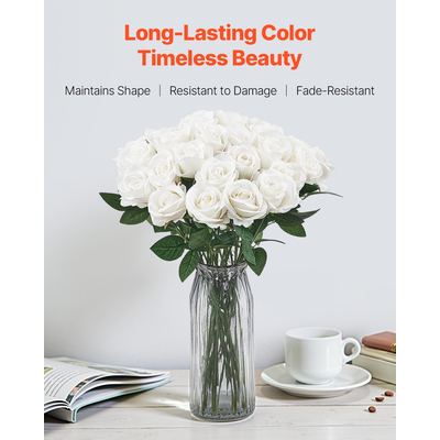 VEVOR 120 τεμάχια Λευκά Τριαντάφυλλα με Τεχνητά Λουλούδια Ρεαλιστική Μπουκέτα Χριστουγεννιάτικη Διακόσμηση Σπιτιού