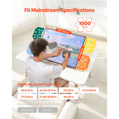 VEVOR Φορητό Ξύλινο Παζλ 1000 Τεμαχίων με Κάλυμμα Συρταριού 73x53εκ.