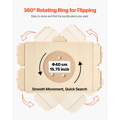 VEVOR Φορητό Ξύλινο Παζλ 1500 Τεμαχίων με Κάλυμμα Συρταριού 86x63εκ.