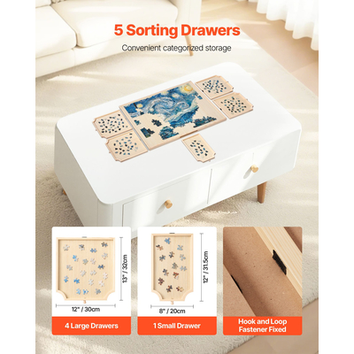 VEVOR Φορητό Ξύλινο Παζλ 1500 Τεμαχίων με Κάλυμμα Συρταριού 86x63εκ.