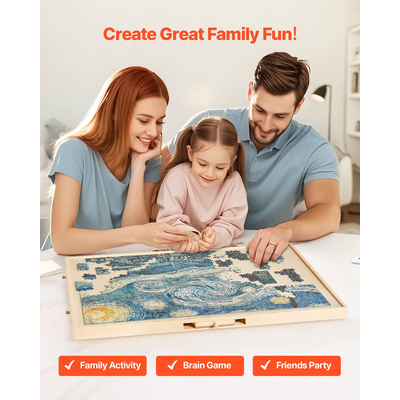 VEVOR Φορητό Ξύλινο Παζλ 1500 Τεμαχίων με Κάλυμμα Συρταριού 86x63εκ.