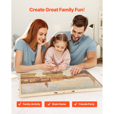 VEVOR Φορητό Ξύλινο Παζλ 2000 Τεμαχίων με Κάλυμμα Συρταριού 102x74εκ.