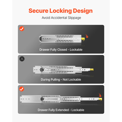 VEVOR 1 ζεύγος συρταριών 16-60 ιντσών με ρουλεμάν soft-close, πλήρης επέκταση