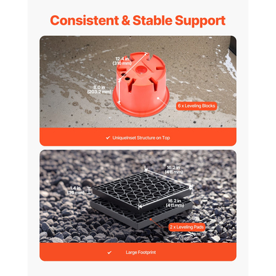 Τρέιλερ Jack Blocks 6 μπλοκ ισοπέδωσης τροχόσπιτων 8" Ύψος 900 κιλά με 2 υποστηρίγματα