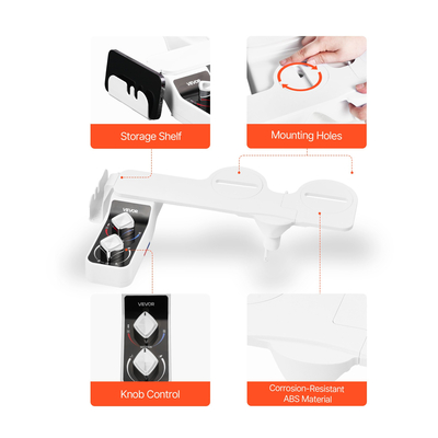 Εξάρτημα μπιντέ VEVOR για τουαλέτα με ζεστό και κρύο νερό, διπλά ακροφύσια ρυθμιζόμενης πίεσης