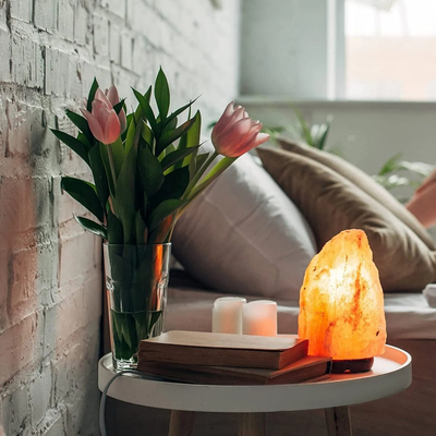 100186 Φωτιστικό Επιτραπέζιο Πέτρα Από Αλάτι Ιμαλαΐων 26CM