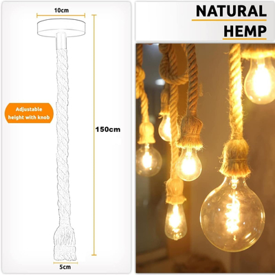 101493 CELESTIAL Κρεμαστό Φωτιστικό Σχοινί 1.50μ - Vintage Στυλ